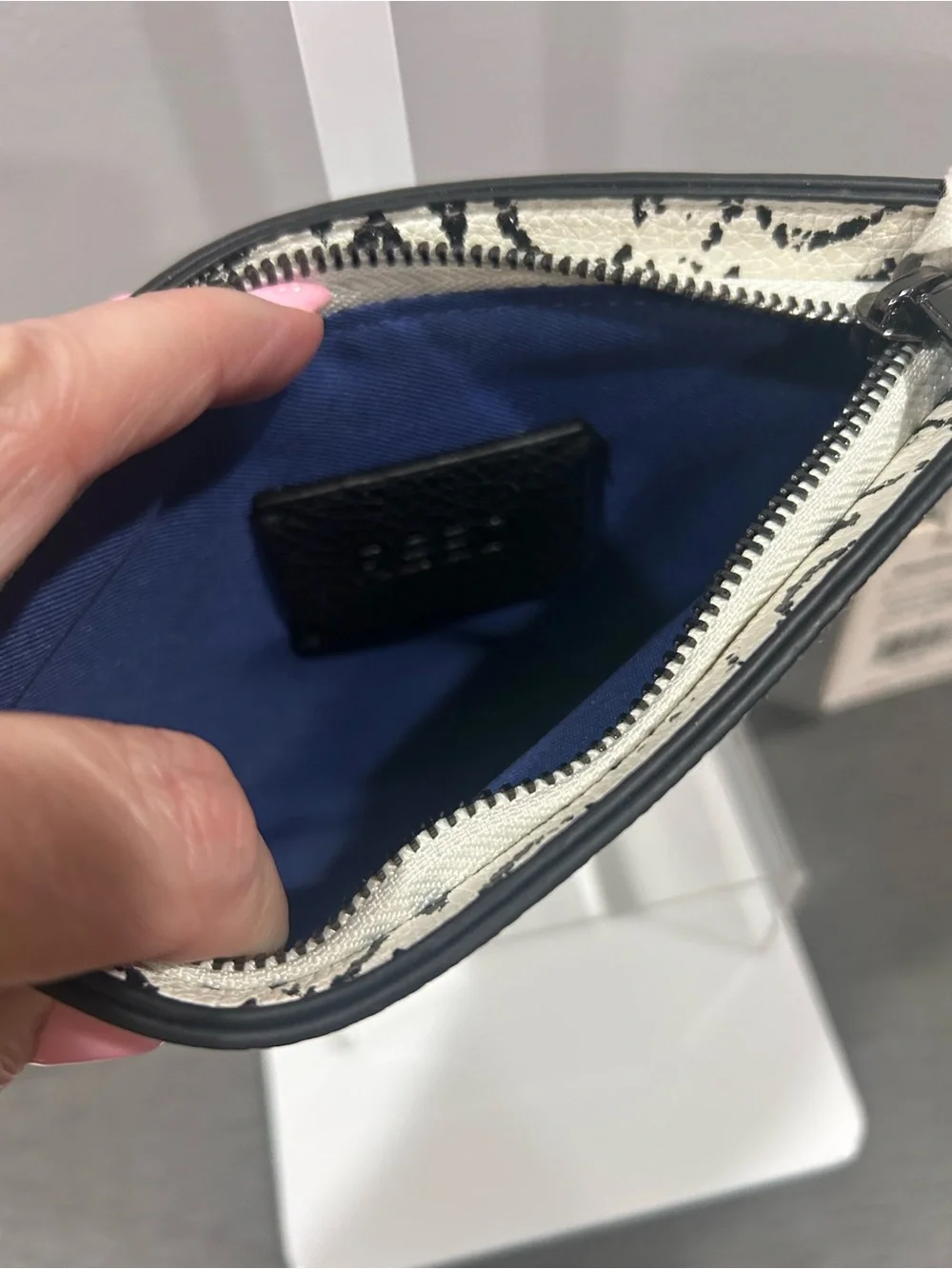 Cream and Black Women's Wristlet Pouch